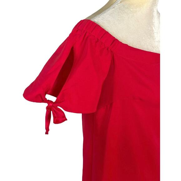 Amanda Uprichard Desiree Silk Off Shoulder Mini Dress Red Medium Party Night Out - Picture 5 of 8